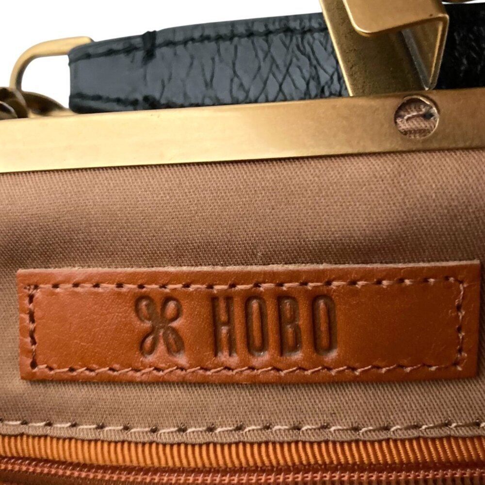 Vintage HOBO Leather Rectangular Crossbody Bag Hinged Black - Picture 13 of 13
